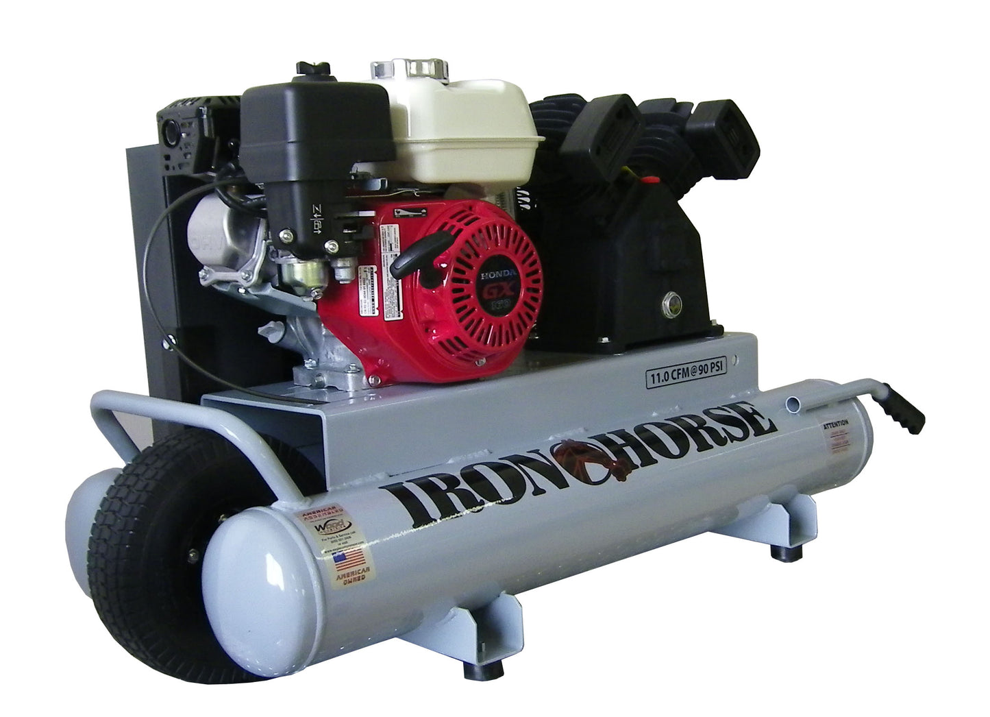 IHTT55G Iron Horse 5.5HP Honda Twin Tank Wheelbarrow  11CFM @ 90psi (150psi max)