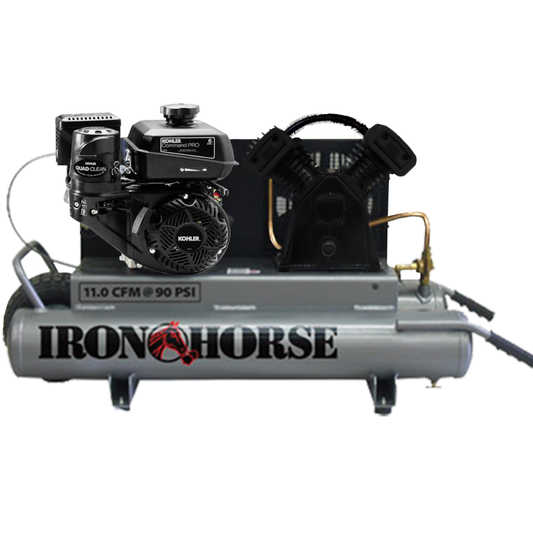 IHTT60G Iron Horse 6 HP Kohler Twin Tank Wheelbarrow  11CFM @ 90psi (150psi max)