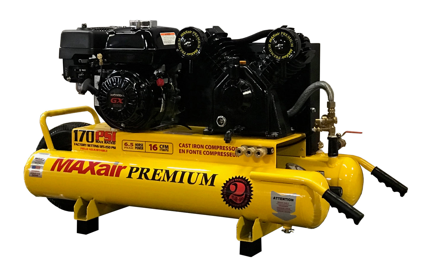 TT65G-MAP MAXair 6.5HP Honda Twin Tank Wheelbarrow  16.5 CFM @ 100psi (170psi max)