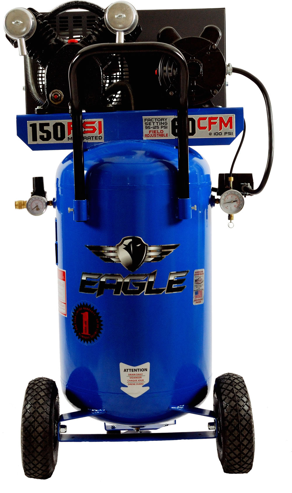 P3124V1 Eagle 3 HP Peak Portable Verticle  6CFM @ 100psi Belt Drive (150psi max)