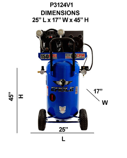 P3124V1 Eagle 3 HP Peak Portable Verticle  6CFM @ 100psi Belt Drive (150psi max)