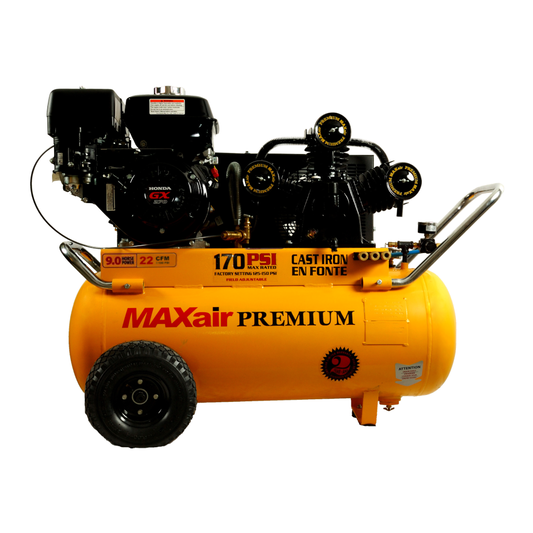 P90G25H1 -MAP MAXair 9HP Honda Portable Horizontal 22 CFM @ 100psi (170psi max)
