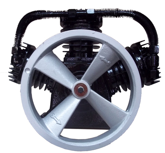 PT03A    4 CYLINDER V-TWIN CAST IRON COMPRESSOR PUMP COMPATIBLE WITH  MOST (TRUE) 5 HP MOTORS FOR 60 OR 80   GALLON COMPRESSOR ( 8 OR 9 HP GAS ENGINE )  SINGLE STAGE 150 PSI