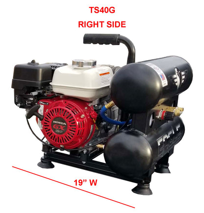TS40G Eagle 4HP Honda (GX120) Twin Stack Hand Carry 7.4 CFM @ 100psi (150psi max)