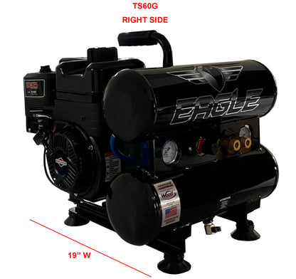 TS60G Eagle 6HP Briggs & Stratton Twin Stack Hand Carry 7.4 CFM @ 100psi (150psi max)