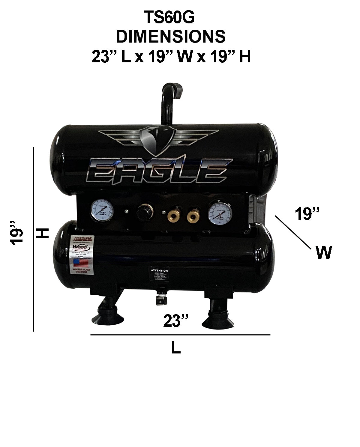 TS60G Eagle 6HP Briggs & Stratton Twin Stack Hand Carry 7.4 CFM @ 100psi (150psi max)