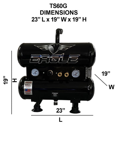 TS60G Eagle 6HP Briggs & Stratton Twin Stack Hand Carry 7.4 CFM @ 100psi (150psi max)