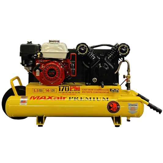 TT55GE-MAP MAXair 5.5HP Honda Electric Start Twin Tank Wheelbarrow 16.5 CFM @ 100psi ( 170psi max )
