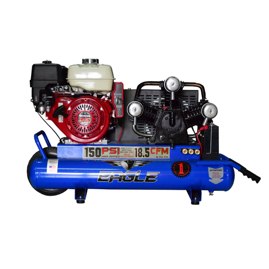 TT90GE Eagle 9HP Honda Electric Start Twin Tank Wheelbarrow  18.5CFM @ 100psi (150psi max)