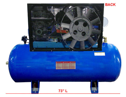 105120H2-CS575 Eagle 10HP Horizontal 3 Phase Power 36CFM @ 100psi w/Combo Switch (200psi max) 460 volt Two Stage